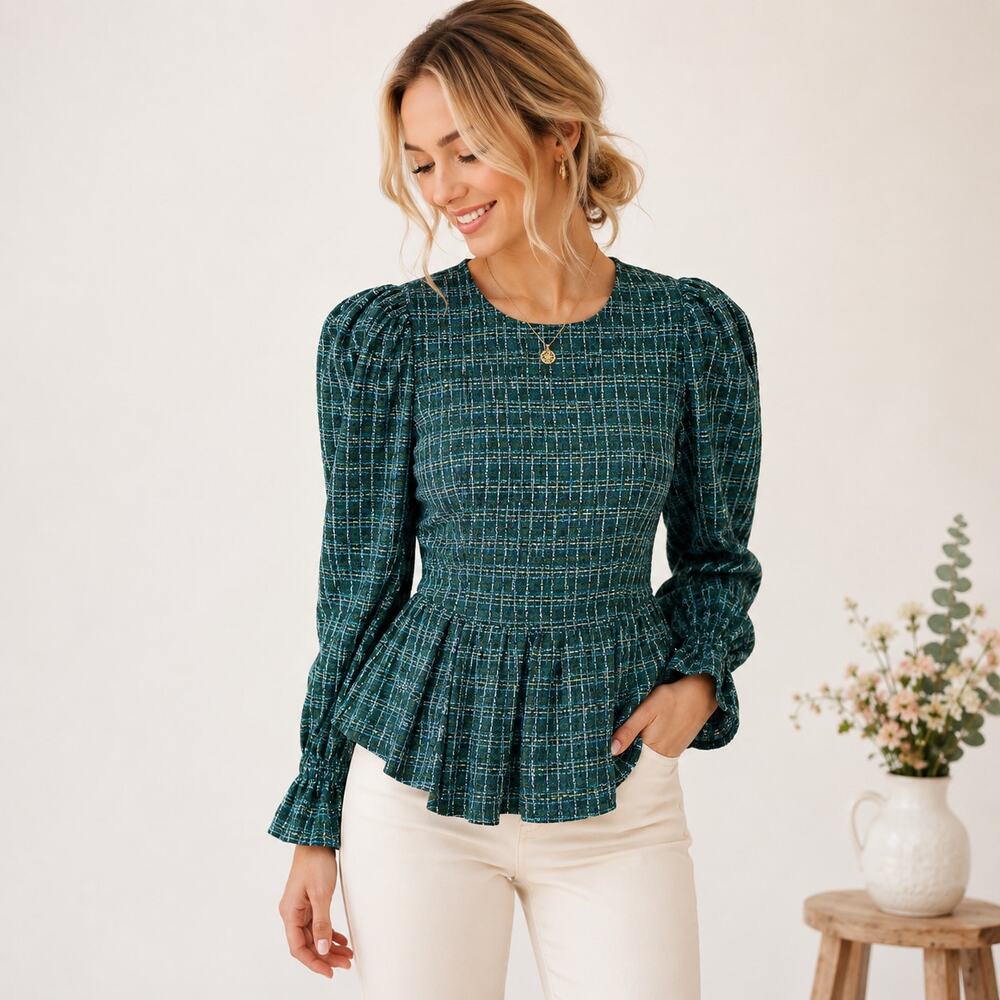 Universal Thread Smocked Cottagecore Blouse Puff Long Sleeve Size Medium NWT